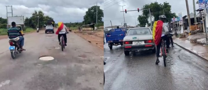 Upper West: Cyclist Tiekan Arrives in Wa, Sets Off to Jirapa ( 61km) on his&nbsp;Bicycle