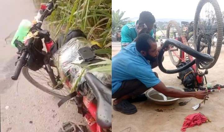 Upper West: Cyclist Tiekan Encounters two Deadlocks on his Way to Accra from&nbsp;Kumasi
